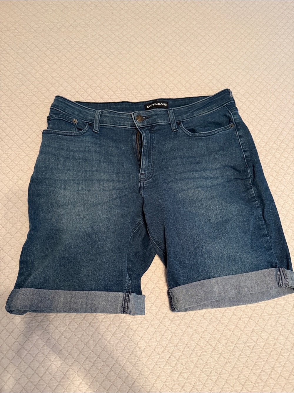 DKNY Blue Rolled-Cuff Denim Shorts